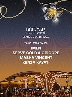 Shop Online Bohemia Season Grand Finale: Imen, Serve Cold & Grigoré, Masha Vincent, Kenza Kayati in Dubai – Nightlife Dubai Masala