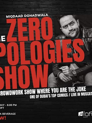 Shop Online Miqdaad Dohadwala: The Zero Apologies Show – LIVE in Muscat – Comedy Events Dubai Masala