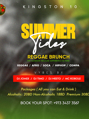 Shop Online Summer Tides Reggae Brunch at Kingston10 – Brunches Dubai Masala