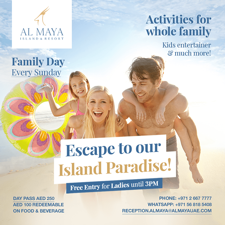 Shop Online Escape to Our Island Paradise! – Al Maya Island & Resort Sunday Pool Party Family Day – Arabic Events Dubai Masala 3